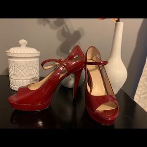 Red Nine West Peep Toes Heels with strap